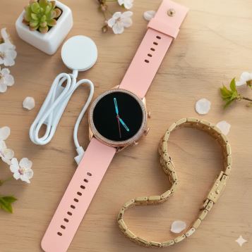 Smart Watch For Girls Gen9 – HD Display 1.3" Screen, Bluetooth Calling, Dual Straps (Rose Gold, Premium Design)